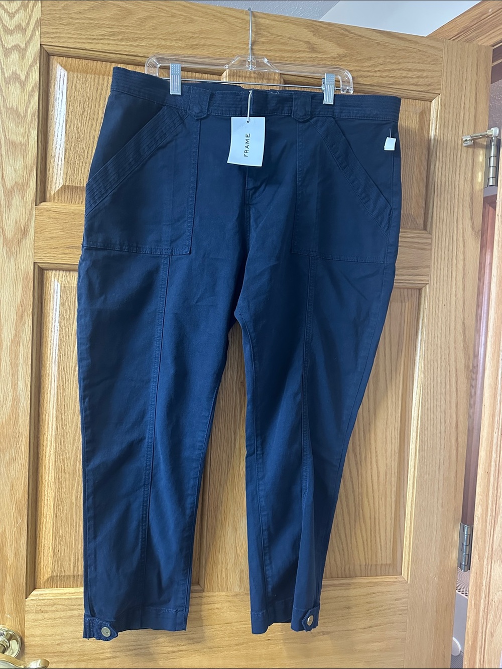 Frame Denim Dark Navy Cropped Utility Tapered Pants